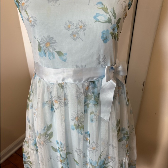 Girls Blue Floral Dress - Picture 4 of 6